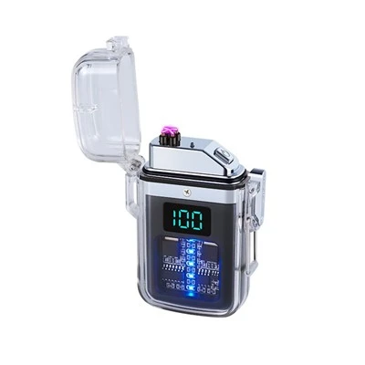 Briquet électrique à plasma à double arc étanche transparent